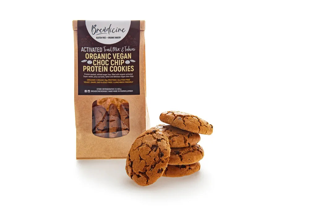 ORGANIC CHOC CHIP PROTEIN COOKIES x 4 (GF VEGAN)