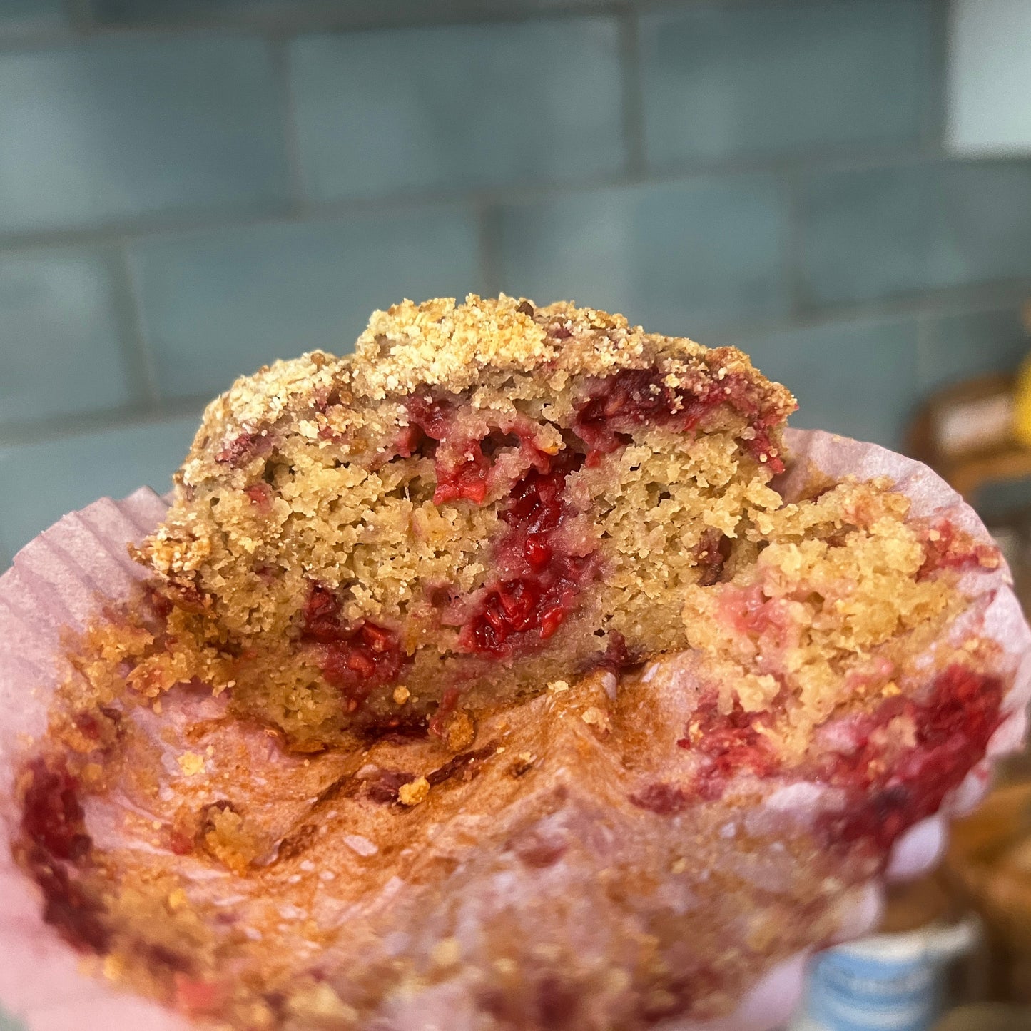 RASPBERRY & LEMON SOURDOUGH MUFFINS x 2 (GF VEGAN)