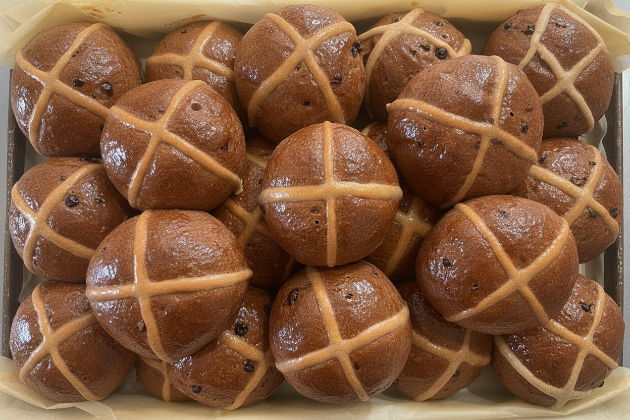 HOT CROSS BUNS 4 PACK -BLACKCURRANT & FIG (ORGANIC GF VEGAN RSF)
