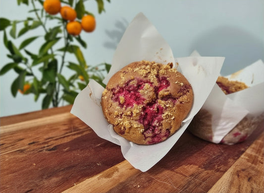 FROZEN RASPBERRY & LEMON SOURDOUGH MUFFINS x 2 (GF VEGAN)